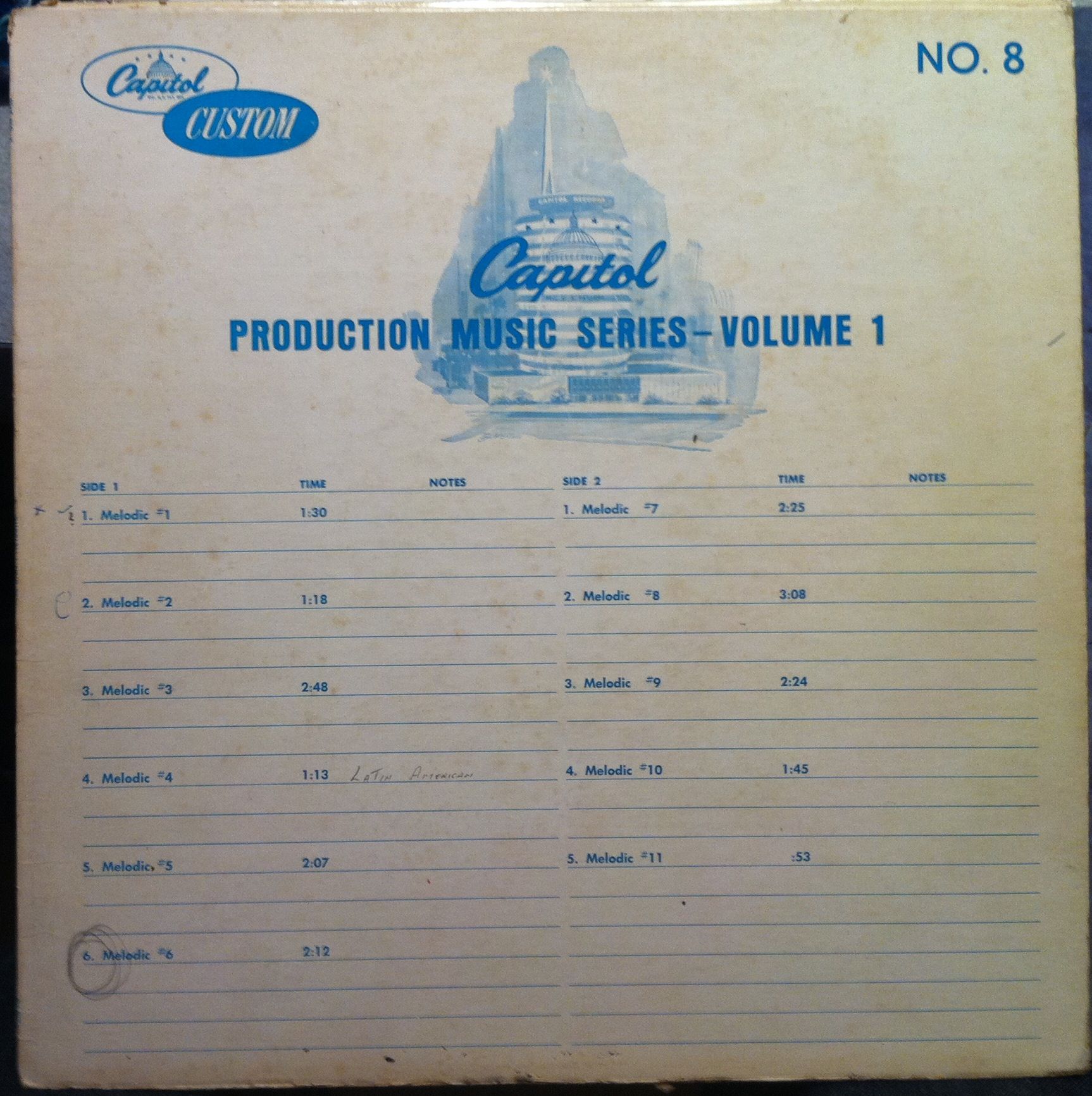 CAPITOL PRODUCTION MUSIC LIBRARY volum 1 no. 8 LP VG PB 2409 Vinyl 