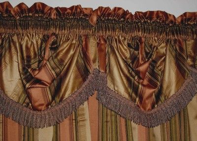 Croscill Carrington Stripe Bullion Fringe Swag Valance Stunning 