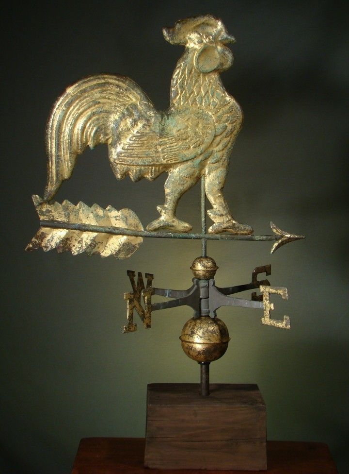 WEATHER VANE ANTIQUE from CAWOOD HOMESTEAD, GILDED COPPER, 38 X 24 