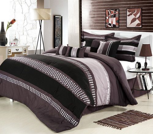 Castle Rock Purple, Silver, Lavenders King 7 Piece Comforter Bed In A 