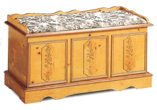 Padded Pine Finish Floral Cedar Hope Chest Trunk Lock