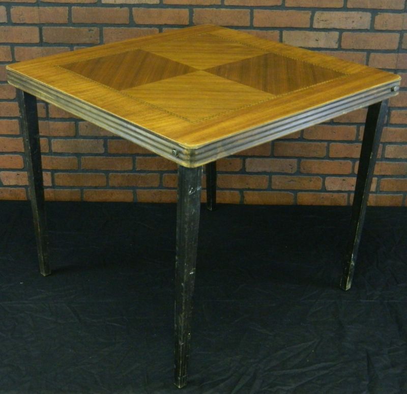 Antique/Vtg Castlewood Folding Legs Card Table. Inlayed Wood