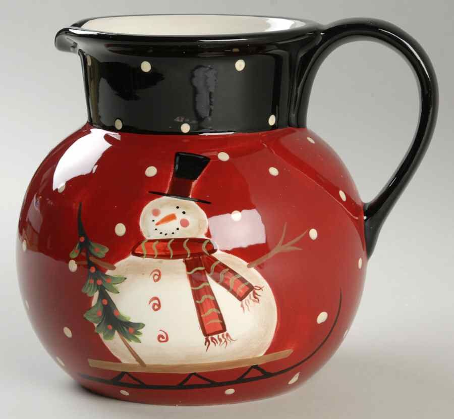 Certified International Sledding Snowman 88 oz Pitcher