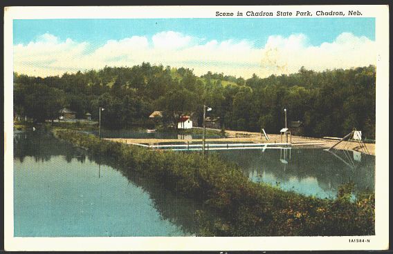 Chadron State Park Nebraska NE 1931 The Swimming Pool Vintage Postcard 