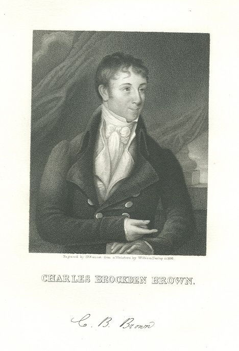 this is a vintage engraved portrait titled charles brockden brown 