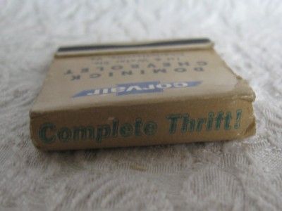 1961 Dominick Chev Charlottesville VA Corvair Matchbook