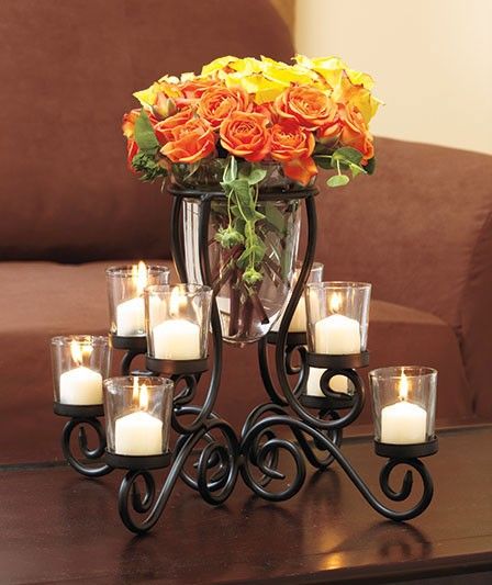 New 8 Cup Scrolled Votive Candle Holder Vase Centerpiece
