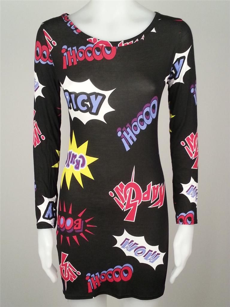 Womens Cheryl Cole Superhero Animal Batman Logo Print Top Bodycon 