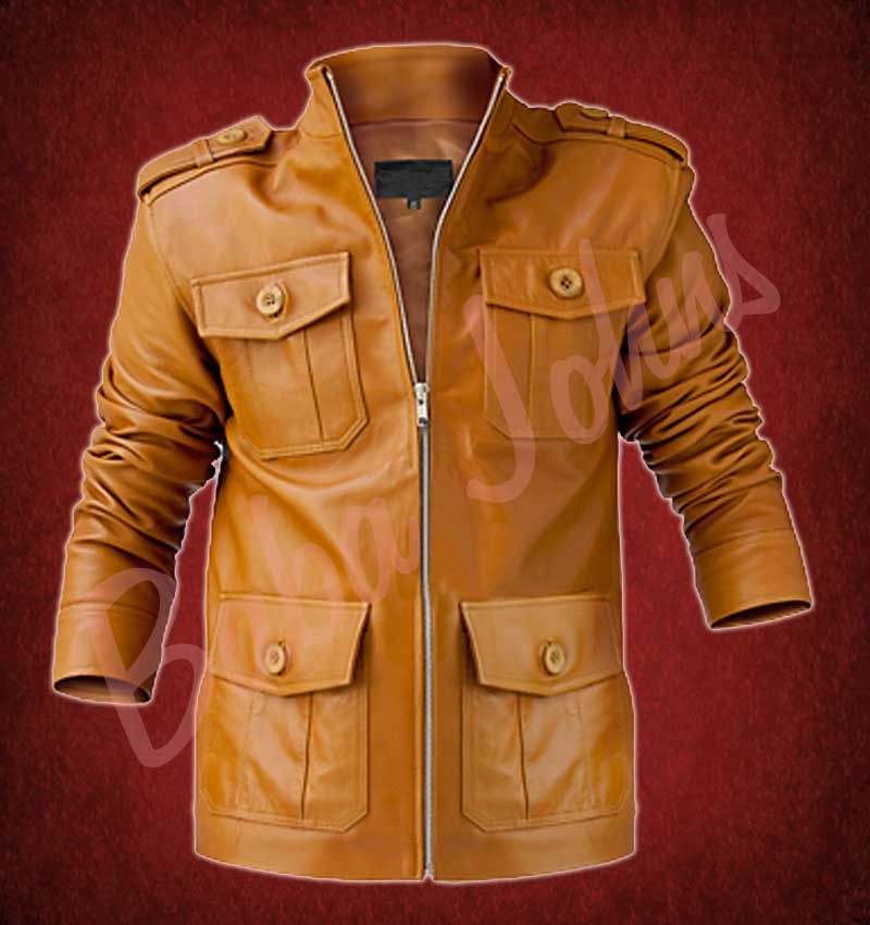 Clark Chester Vintage Camel Bomber Leather Fashionable Jacket