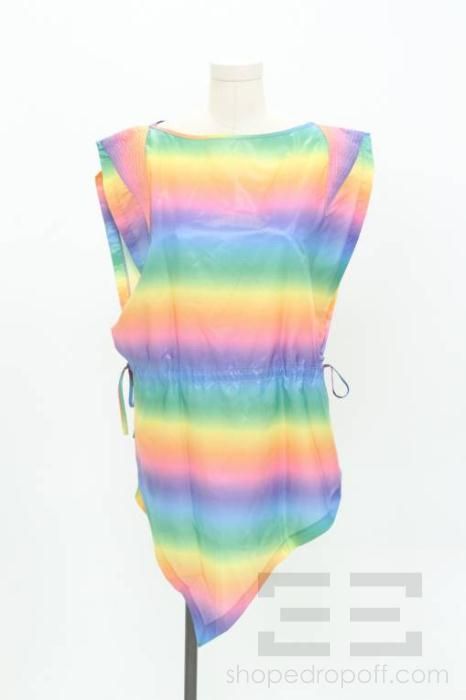 Charles Jourdan Multicolor Rainbow Drawstring Smock Top