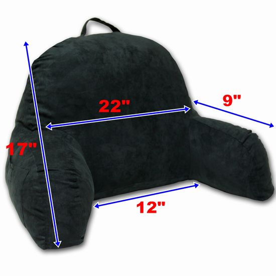 Black Micro Suede Comfort Back Bed Rest Support Pillow