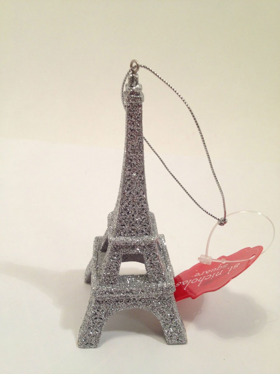 Eiffel Tower Paris France Glitter Christmas Ornament, Eiffel Tower Car