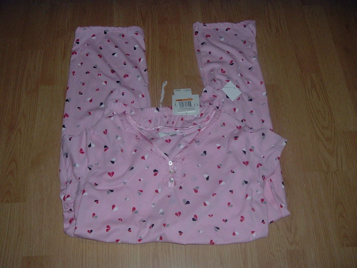 Womens Ellen Tracy 2 PC Pajama Set Sz Small Pink Blush