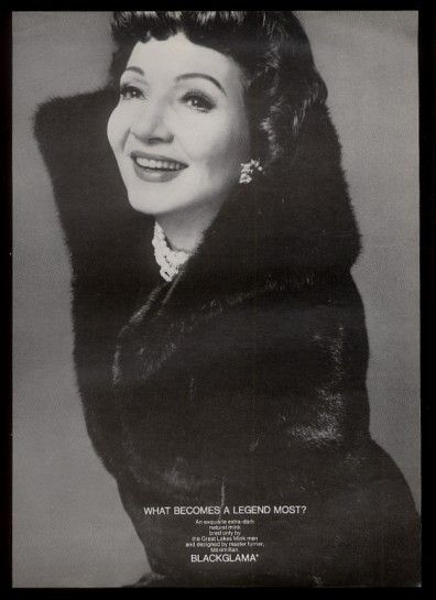 1971 Claudette Colbert Photo Blackglama Fur Fashion Vintage Print Ad