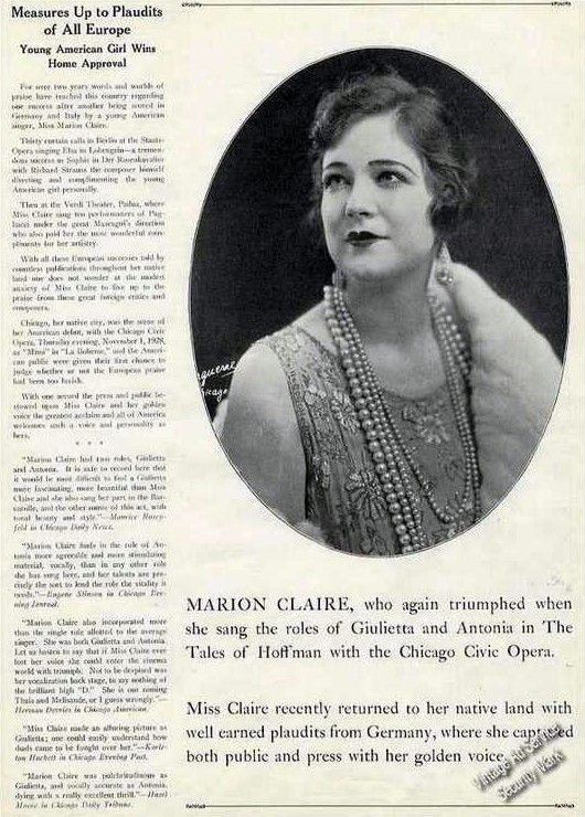 1929 Marion Claire Vintage Trade Ad