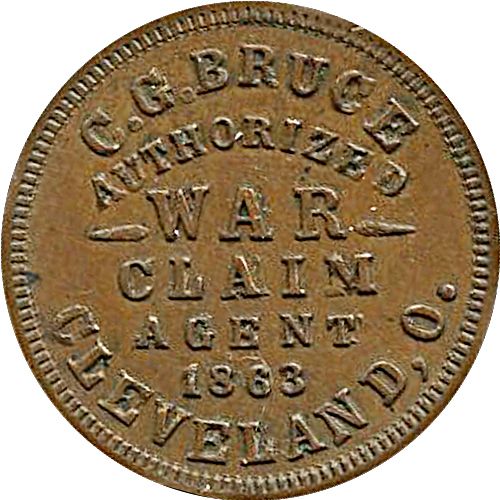 Cleveland Ohio Civil War Token Pension Back Pay Agent 100 Bounty