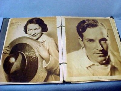 Vintage 1920`s `30s Movie Star Scrapbook ~ 35 Double Pages of Old Star