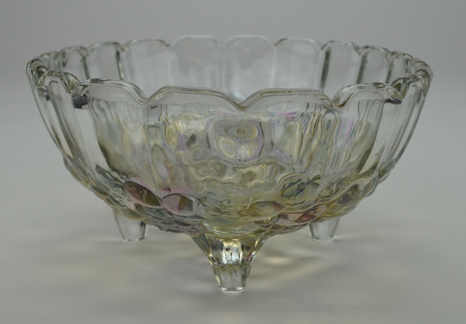 Indiana Glass Clear Footed Fruit Bowl Decorative Collectible Vintage