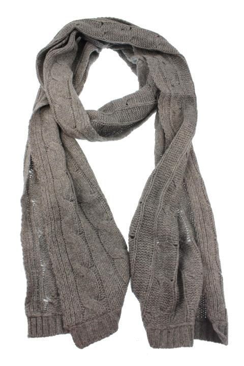 Christopher Fischer NEW Gray Cashmere Cable Knit Scarf BHFO