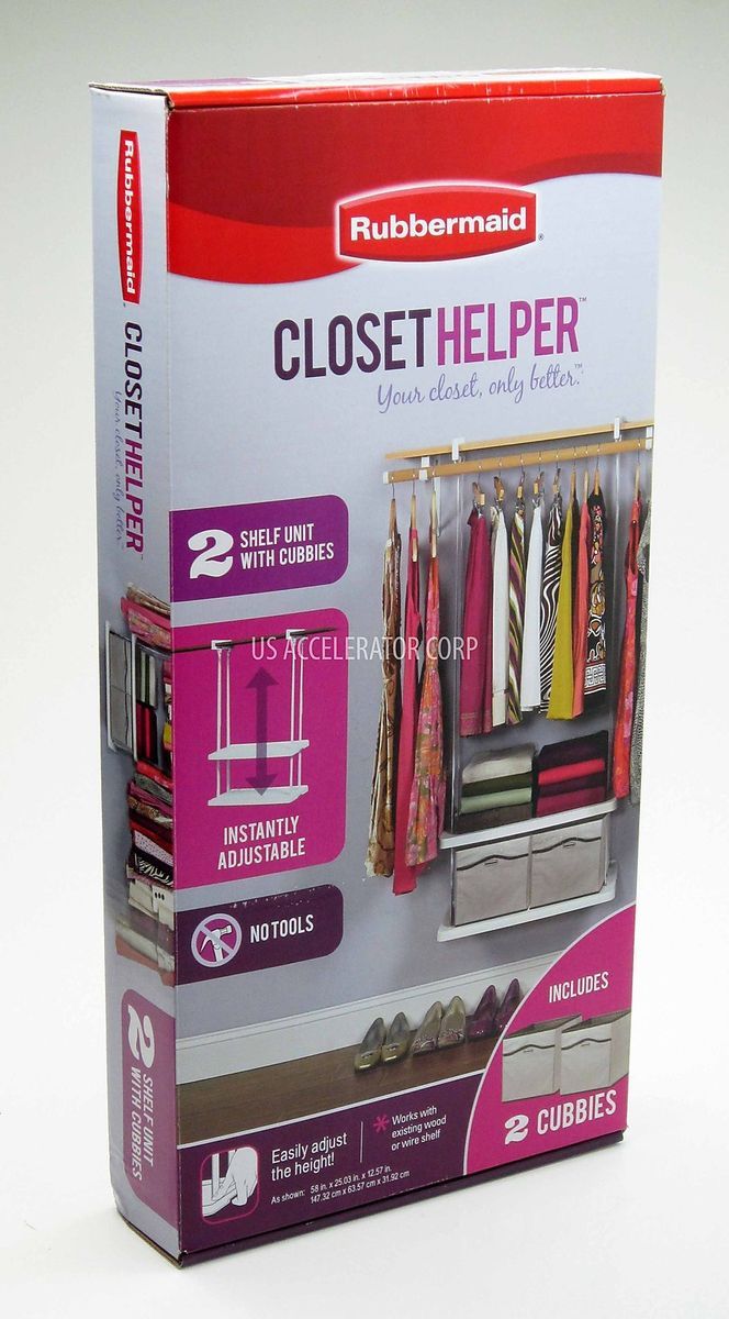 New RUBBERMAID CLOSET HELPER ORGANIZER SYSTEM Shelf Shelves w 2