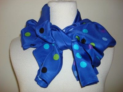 Elaine Gold Scarf Wrap Blue Purple Lime Polk A Dots New