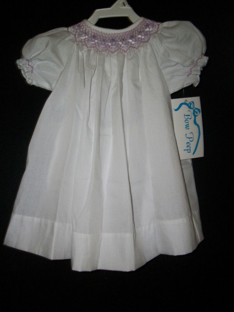 New Smocked Bishop Dress Bow Peep Sz 18 Months Boutique