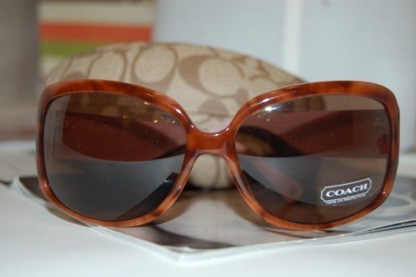 Coach Light Tortoise Simone S805 Signature Sunglasses New with Case