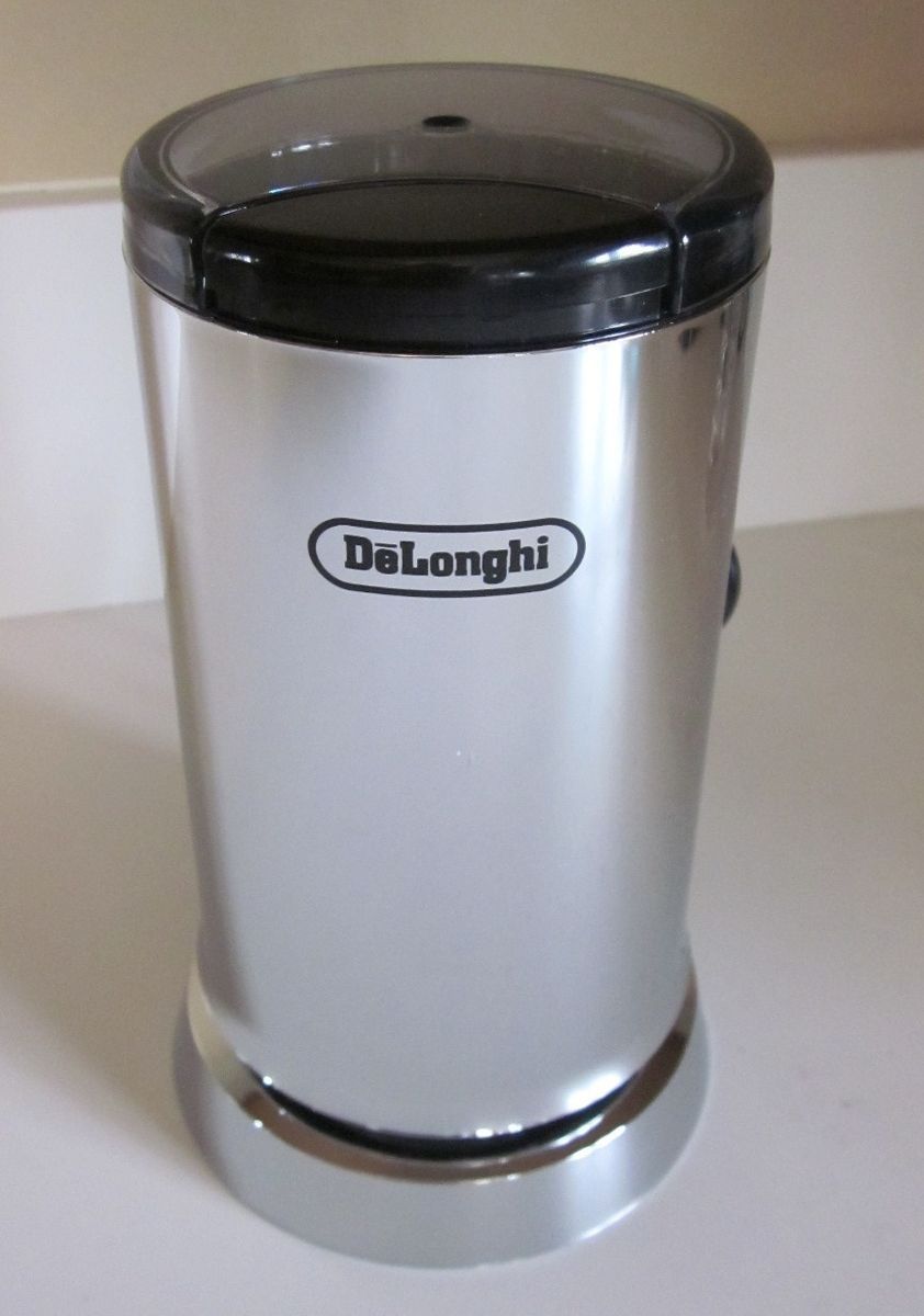 New DeLonghi Electric Coffee Herb Nut Spice Grinder Chrome Model DCG 2