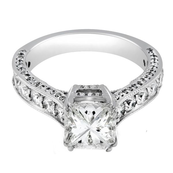 05 tcw 14k White Gold Radiant Cut Diamond Ring Certified