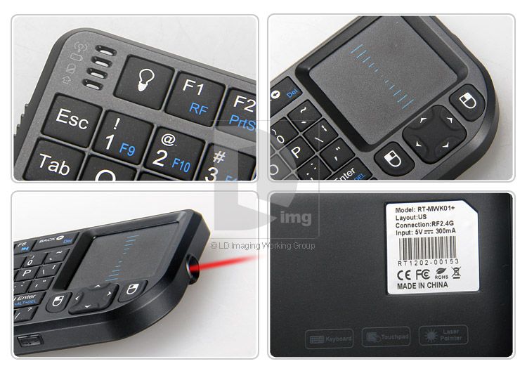  Rii QWERTY Keyboard Touch Pad Mini Receiver for Xbox 360 PC PS3