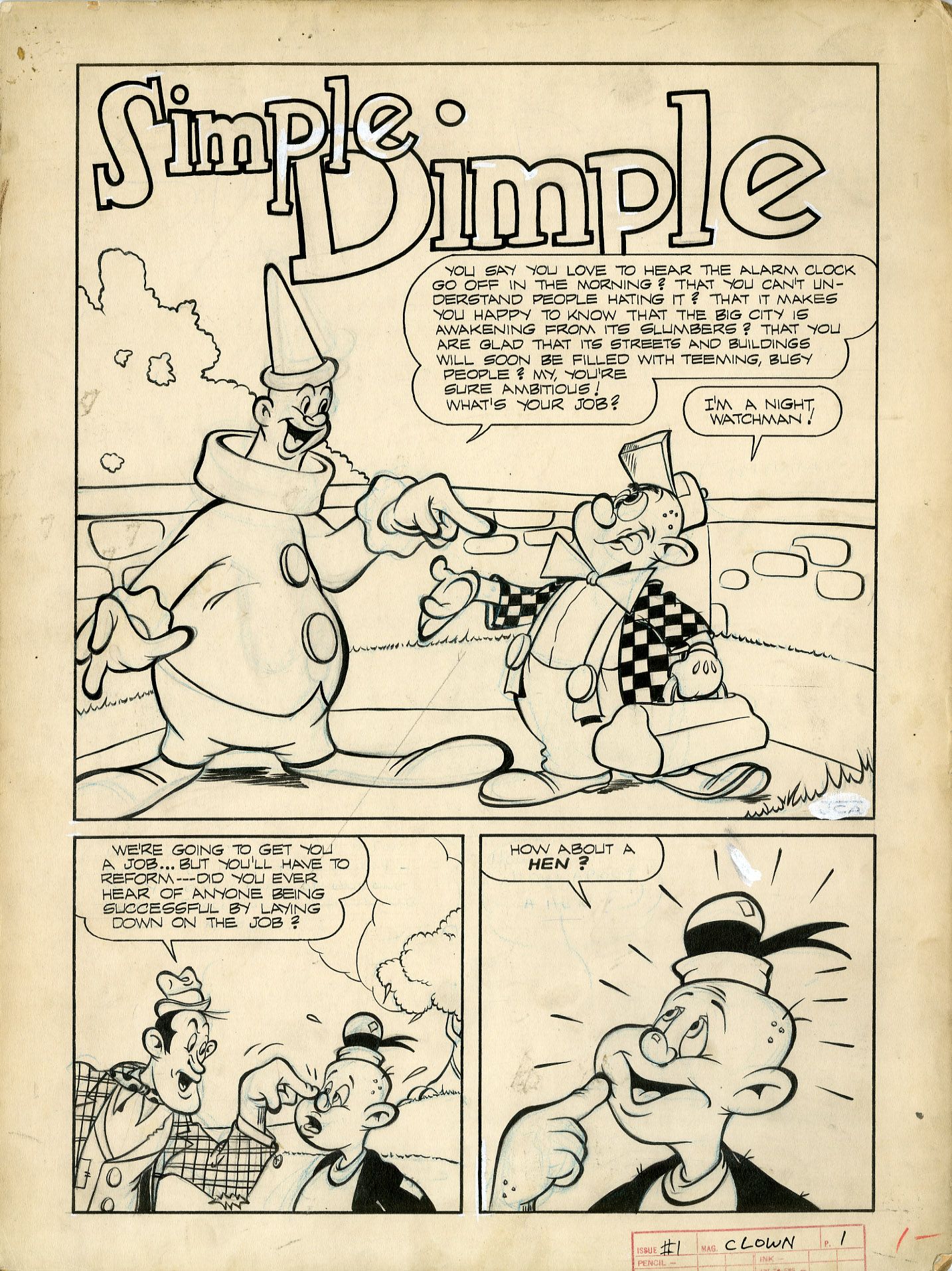 JASON ART STUDIO   CLOWN COMIC #1 SIMPLE DIMPLE COMPLETE 7 PAGE