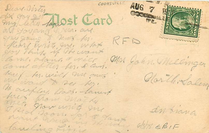 1911 Postcard   Cooksville, ILL. S/L RFD Cancel