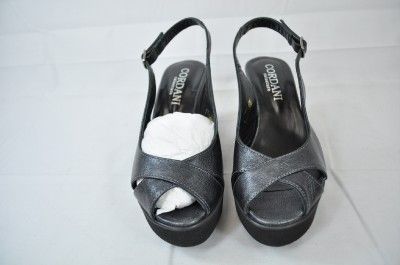 Cordani Calzature Articolo Pewter Sling Back Platform Heel Sandal 36 6