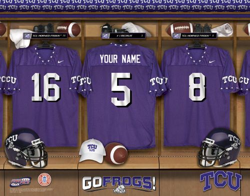 TCU Horned Frogs Personalized Jersey Locker Room Print