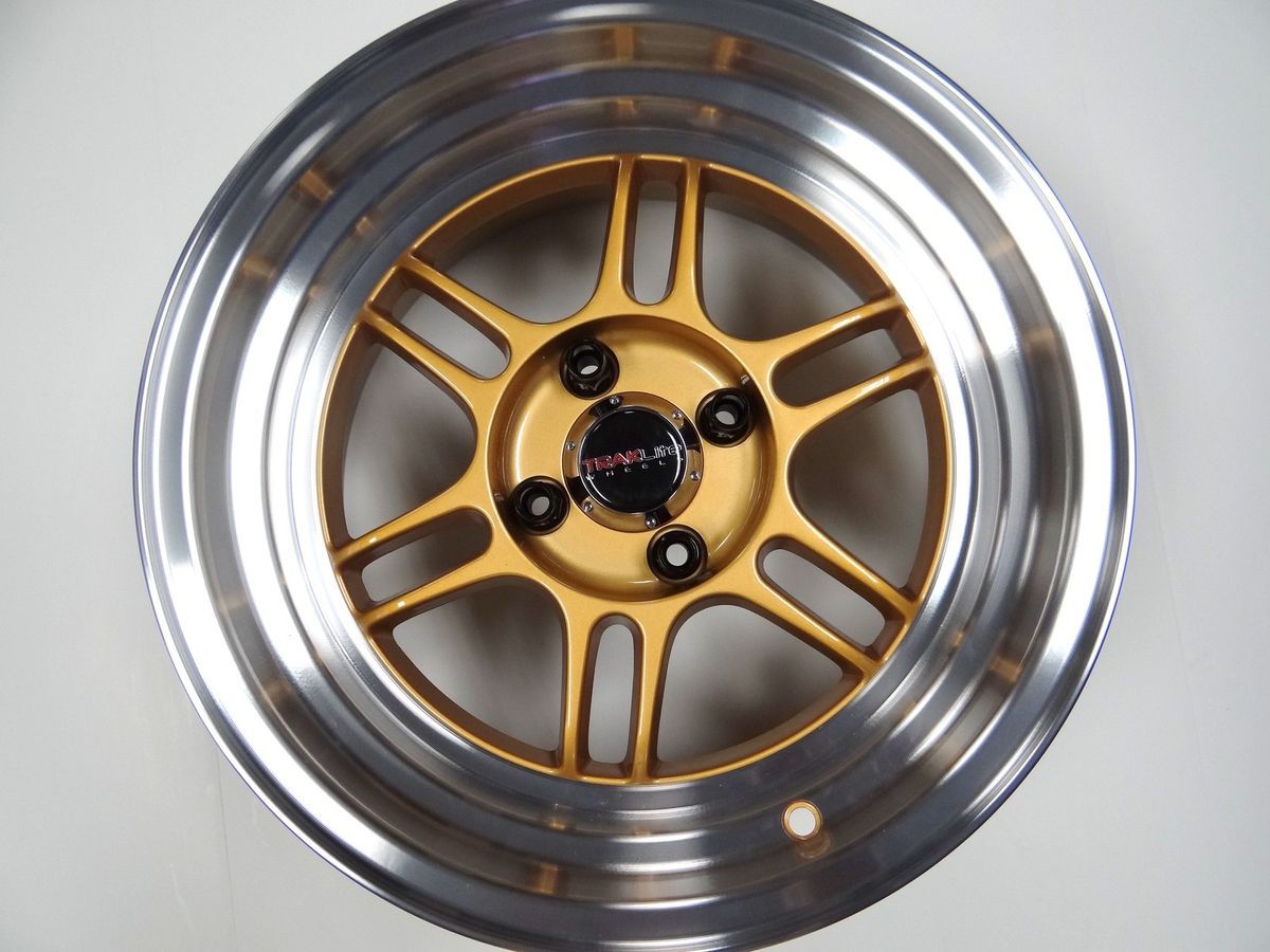  Gold Traklite Octane 4x100 w Tires Free Colored Lugs EF EG EK