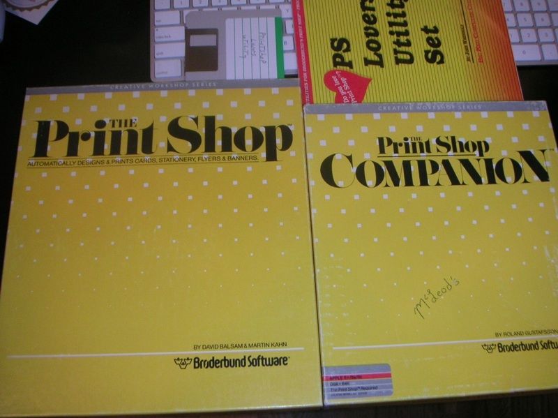 Here is a huge lot of Print Shop stuff by Broderbund for Apple