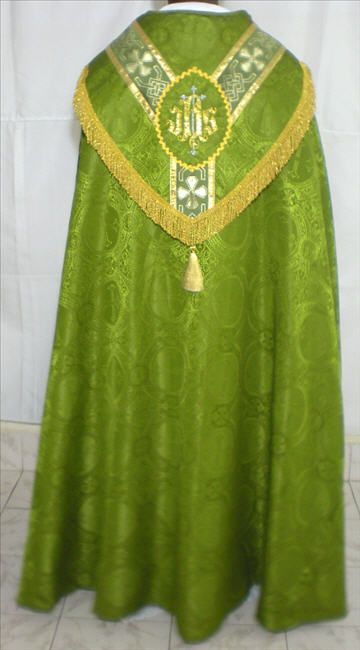 New Olive Green Benediction Cope Vestment Stole Set Lined CV D9