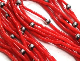 Wauneta Skeets Navajo 7 Strand Coral Silver Beads