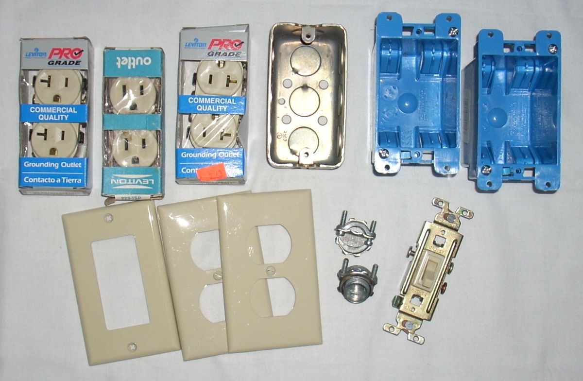  12 PC Lot of Electrical Supplies Outlets Boxes Covers Etc