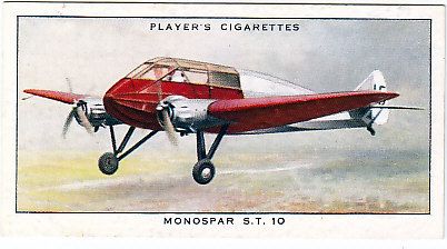 Ten 1935 Airplane Cards Comper Swift Handley Page