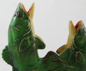 Weller Coppertone 8 5 RARE Double Leaping Fish Vase Mint