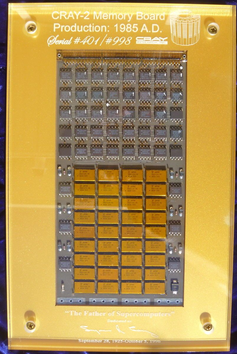 Cray 2 E C L Board w Lucite Certificate 1985 Supercomputer Module