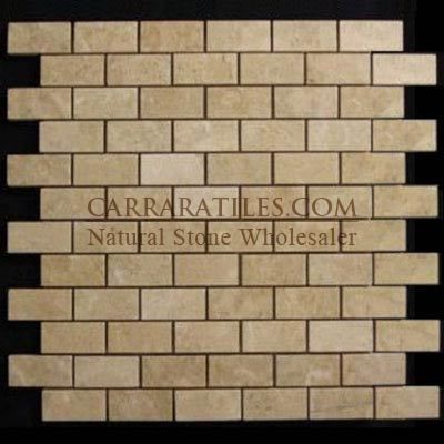 CREMA MARFIL POLISHED MARBLE TILE 1x2 MOSAIC