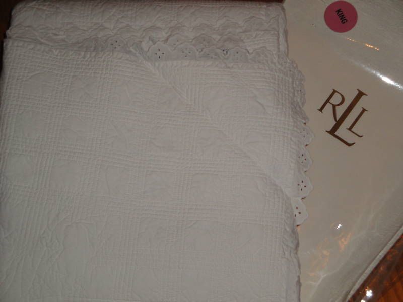 Ralph Lauren Cottage Hill White Eyelet King Quilt New