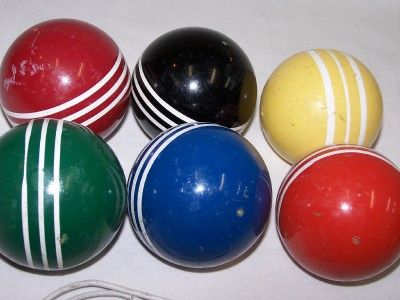 Croquet Set Lot  6 wood mallets 6 balls 2 Stakes 9 Wickets Replacement