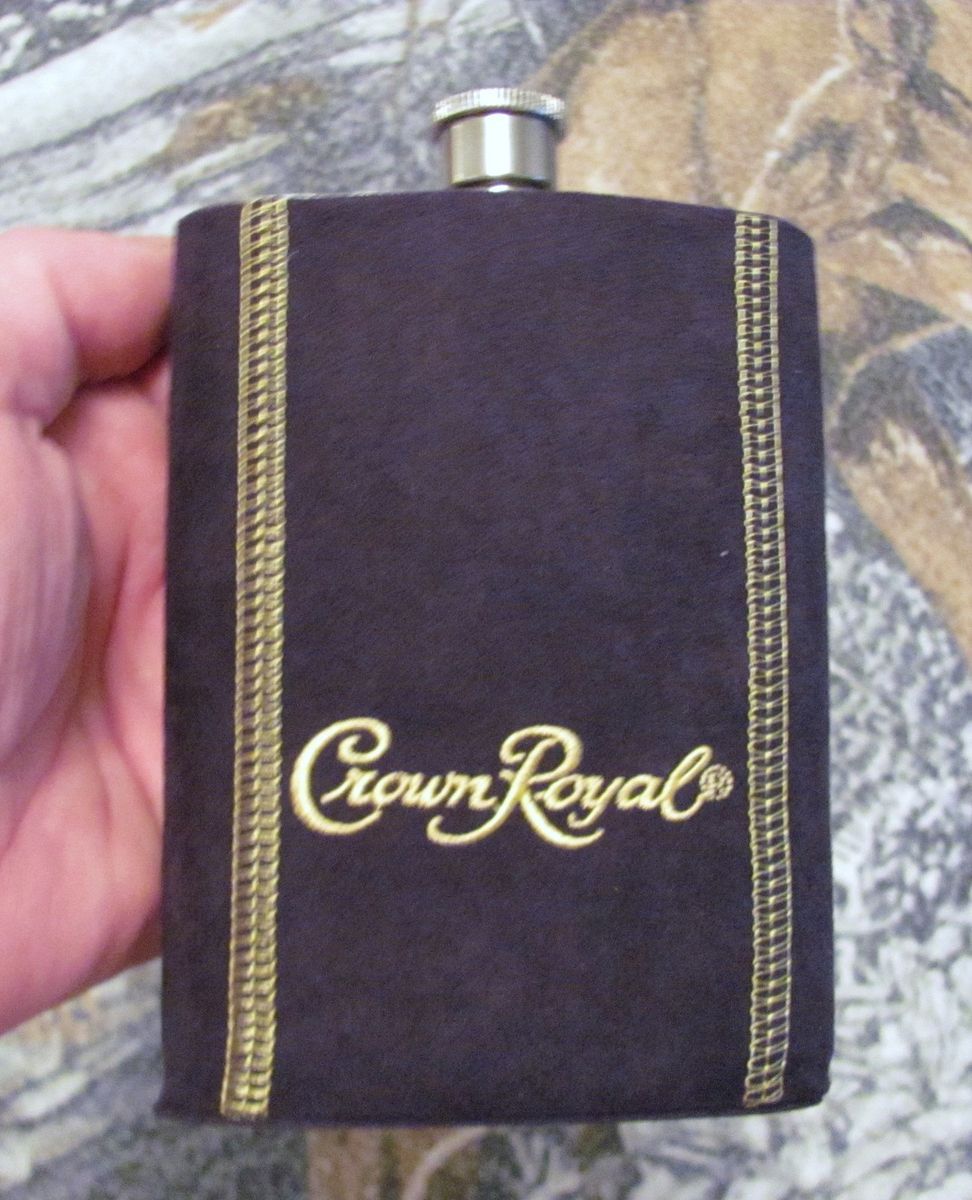 CROWN ROYAL SS FLASK NEW Velvet Covered Stainless Steel 8 oz