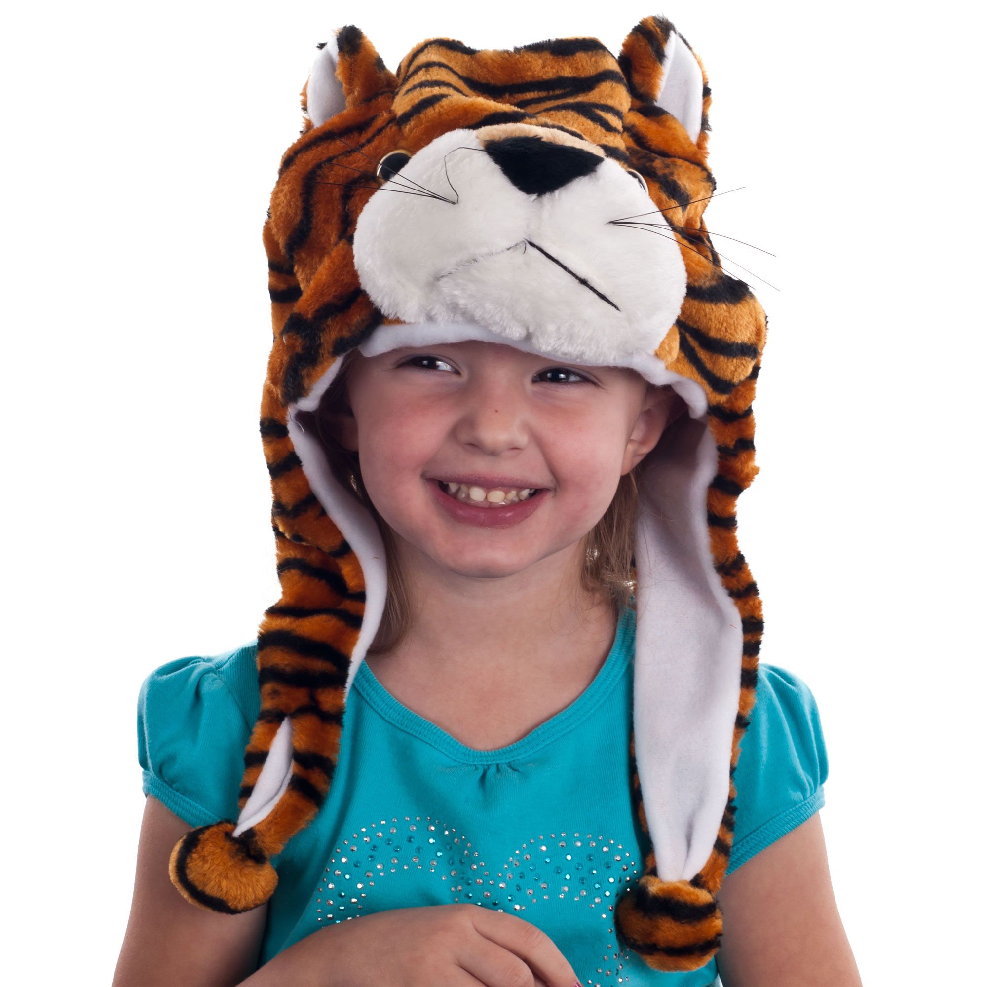 Critter Cap Plush Tiger Animal Hat Childs Head Warmer 100% Polyester