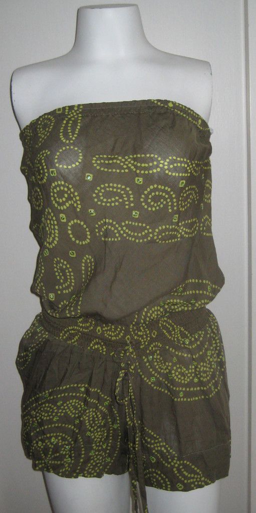 Calypso Cool Change $175 s M Jumper Romper Shorts Olive