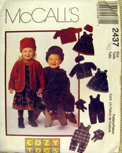 Cozy Togs Sewing Pattern Toddler Jacket Overalls 2 4yr