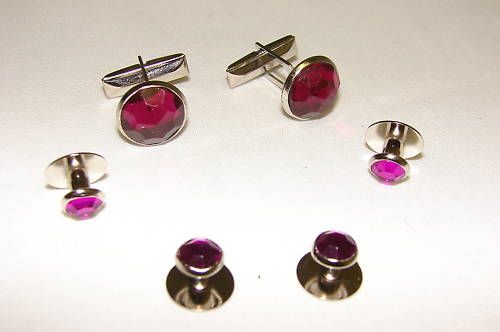 Purple Silver Tuxedo Cufflinks Studs Tux Cuff Links 37